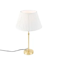 Lampy stojące - QAZQA Lampa stołowa regulowana złota/mosiądz klosz plisowany kremowy 35cm - Parte - miniaturka - grafika 1