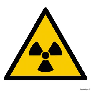 GD003 OSTRZEŻENIE PRZED MATERIAŁEM RADIOAKTYWNYM LUB PROMIENIOWANIEM JONIZUJĄCYM, PS - PŁYTA PCV 1MM FOTOLUMINESCENCYJNA; (200X200MM) - Tablice BHP - miniaturka - grafika 1