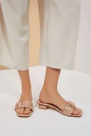 Espadryle damskie - Klapki ze skóry ekologicznej-36 - miniaturka - grafika 1