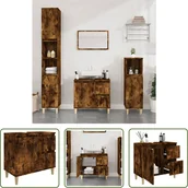 Szafki łazienkowe - The Living Store Szafka łazienkowa dąb wędzony 65x33x60 cm materiał drewnopochodny - miniaturka - grafika 1