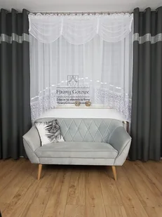 Firana gotowa z woalu zdobiona gipiurą, nowoczesne firany do salonu - Firany - miniaturka - grafika 1