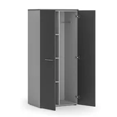 Szafy biurowe - Szafa ubraniowa biurowa PRIMO GRAY, 3 półki, drążek do szafy, 1781 x 800 x 500 mm, szary/grafitowy - miniaturka - grafika 1