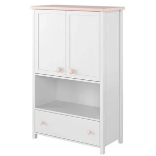 Wysoka komoda do pokoju dziewczynki, Luna, 85x42x131 cm, biel, różowy, mat - Półki i regały dla dzieci - miniaturka - grafika 1
