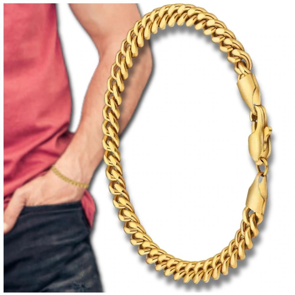 Bransoletka męska stal chirurgiczna złota pancerka masywna