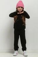 Spodnie i spodenki dla dziewczynek - Spodnie dresowe w typie jogger dla dziecka, MMD38, czarne - miniaturka - grafika 1