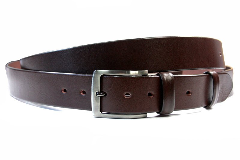 Brązowy skórzany pasek 125 cm Orsatti do dżinsów