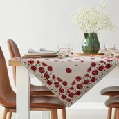 Obrusy i serwetki - Obrus dekoracyjny gobelin 100x100 Eurofirany naturalny czerwone maki - miniaturka - grafika 1