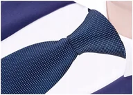 Krawaty i muchy męskie - ŻAKARDOWY Krawat Męski w Kropki Granatowy rc45 - miniaturka - grafika 1