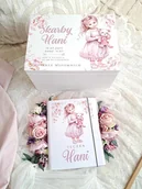 Pamiątka Chrztu Świętego - ZESTAW DZIEWCZYNKA z metryczką, kuferek i teczka, prezent na chrzest, roczek - miniaturka - grafika 1