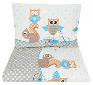 Pościel dla dzieci - POŚCIEL 120x90 DO ŁÓŻECZKA 120x60 POSZEWKI Z WYPEŁNIENIEM - Sowy na rowerach niebieskie - miniaturka - grafika 1