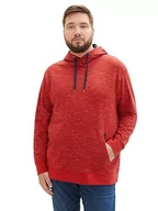 Bluzy męskie - TOM TAILOR Męska bluza z kapturem basic o wyglądzie spacedye, 32436-Velvet Red Soft Spacedye, 3XL duże rozmiary - miniaturka - grafika 1