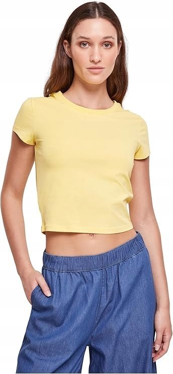 URBAN CLASSICS T-SHIRT DAMSKI ŻÓŁTY DOPASOWANY S JGU