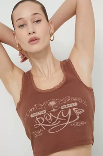Koszulki sportowe damskie - Roxy top damski kolor brązowy - grafika 1