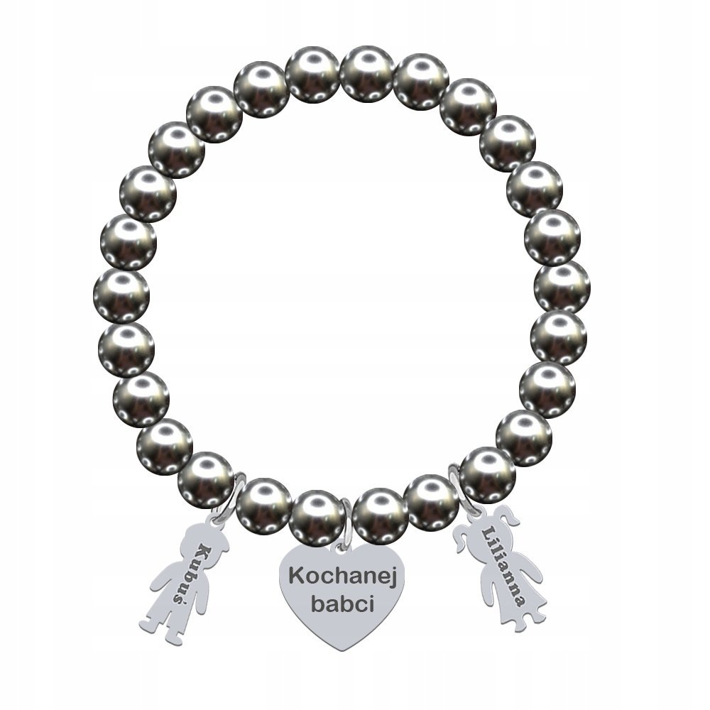 Bransoletka Perłowa Imię Dziecka Srebro 925 Dzień Matki Biżuteria Grawer