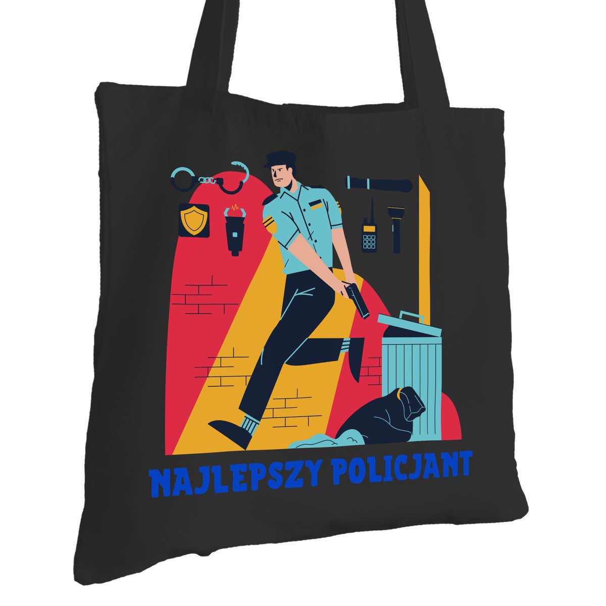 Torba Bawełniana dla Policjanta Czarna Na Prezent ekologiczna Trwały Nadruk