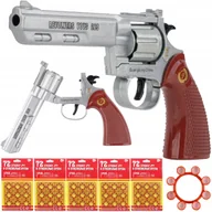 Zabawki militarne - Pistolet Metalowy Hukowy Rewolwer Na Spłonkę + Kapiszony 360 Strzałów - miniaturka - grafika 1