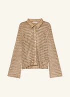 Bluzki damskie - Guess Bluzka Z Dzianiny Bella Z Cekinami beige - miniaturka - grafika 1