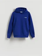 Bluzy męskie - Reserved - Gładka bluza z kapturem - niebieski - miniaturka - grafika 1