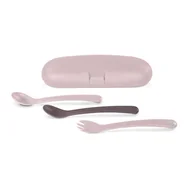 Sztućce dla dzieci - Miniland, Zestaw sztućców ergonomicznych Terra, pudrowy róż - miniaturka - grafika 1