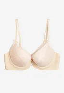 Biustonosze - Beżowy Biustonosz Push Up z Ozdobną Siateczką Zorale - miniaturka - grafika 1