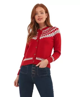 Swetry damskie - Joe Browns Damski kardigan świąteczny z okrągłym dekoltem i długim rękawem, czerwony, 16, Czerwony, 42 - grafika 1