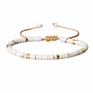 Bransoletki - Bransoletka Koraliki Kamień Naturalny Turkus Howlit 2 x 4 mm Regulowany - miniaturka - grafika 1