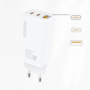 Dudao GaN szybka ładowarka sieciowa 65 W USB / 2x USB Typ C Quick Charge Power Delivery (azotek galu) biały (A7xs white) - Ładowarki do telefonów - miniaturka - grafika 10