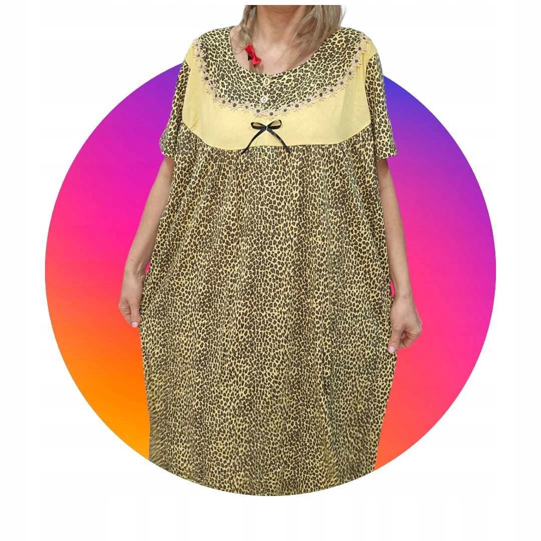 BAWEŁNA KOSZULA NOCNA pantera krótki rękaw bawełna 50 52 5xl 6xl