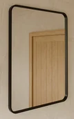 Lustra - Lustro prostokątne z zaokrąglonymi rogami 60x80 cm czarna rama do łazienki salonu przedpokoju nowoczesne dekoracyjne - miniaturka - grafika 1