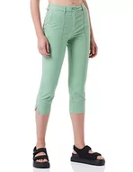 Spodnie damskie - Moschino Damskie spodnie Capri ze streczu bawełnianego, swobodne spodnie, zielony, 38 PL - miniaturka - grafika 1