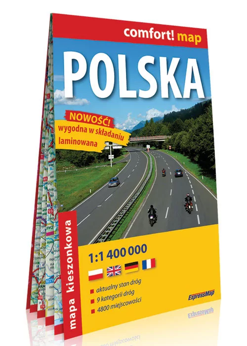 Polska kieszonkowa laminowana mapa samochodowa 1:1 400 000 Praca zbiorowa