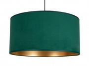 Lampy sufitowe - Lampa wisząca welurowa butelkowa zieleń plus złoto fi 45cm - miniaturka - grafika 1