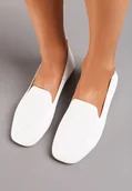Mokasyny damskie - Białe Płaskie Wsuwane Mokasyny z Perforacją i Kwadratowym Noskiem Janestia - miniaturka - grafika 1