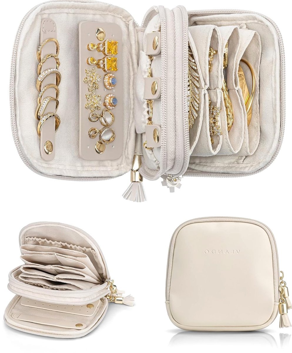 SZKATUŁKA PODRÓŻNA 13X13X35CM CZARNA DWUWARSTWOWA ORGANIZER PUDEŁKO ETUI