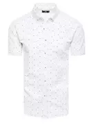 Koszule męskie - Koszula męska z krótkim rękawem biała Dstreet KX1007 - miniaturka - grafika 1