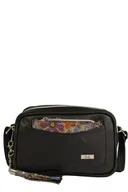 Torebki damskie - Prostokątna czarna listonoszka ze skóry + saszetka - miniaturka - grafika 1