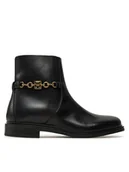 Botki damskie - Tommy Hilfiger Botki Th Chain Leather Low Bootie FW0FW08251 Czarny - miniaturka - grafika 1