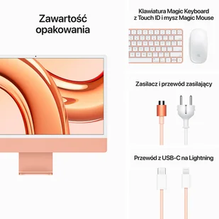 Apple iMac 24" 4,5K Retina M3 8-core CPU + 10-core GPU / 16GB / 512GB SSD / Gigabit Ethernet / Pomarańczowy (Orange) - Zestawy komputerowe - miniaturka - grafika 10