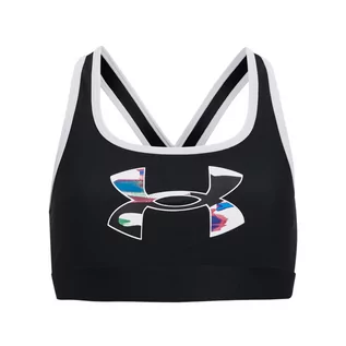 Bielizna sportowa damska - Dziewczęcy biustonosz treningowy UNDER ARMOUR UA Crossback Graphic Sports Bra - czarny - grafika 1