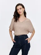 Kamizelki damskie - Kamizelka damska beżowa - SKA2810BE kamizelka swetrowa - TOP SECRET - Odzieżowy sklep internetowy TOP SECRET - miniaturka - grafika 1