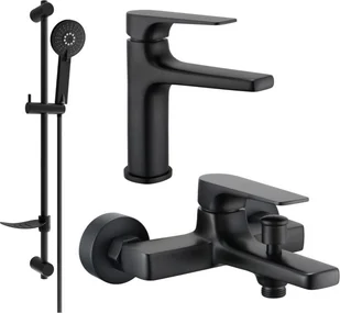 Mexen Lynx DF40 zestaw wannowy, czarny - 745903DF40-70 - Zestawy baterii łazienkowych - miniaturka - grafika 1