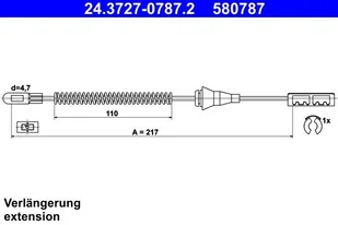 ATE LINKA HAMULCA 24.3727-0787.2 OPEL CORSA C 1.3CDTI 16V 05-06 - Linki hamulca postojowego - miniaturka - grafika 1