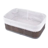 Pudła i pojemniki do przechowywania - Koszyk bambusowy z wyściółką koronkową 28 x 18 x 10 cm brąz - miniaturka - grafika 1