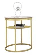 Ławy i stoliki kawowe - Okrągły stolik kawowy glamour dąb lancelot + złoty S1-T19 - miniaturka - grafika 1