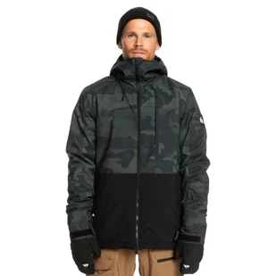 Męska Kurtka ocieplana QUIKSILVER MISSION PRINTED BLOCK JK EQYTJ03403-KVJ3 – Czarny - Kurtki narciarskie - miniaturka - grafika 1