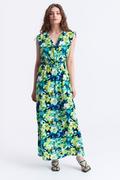 Sukienki - Długa, zielona sukienka z nadrukiem w kwiaty - Greenpoint - miniaturka - grafika 1