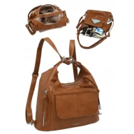 Torebki damskie - Damski Plecak Torebka Shopper 2w1 LUIGISANTO Brązowa Dwukomorowa - miniaturka - grafika 1