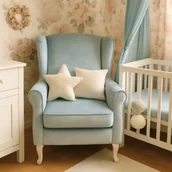 Fotele i pufy dla dzieci - Fotel uszak Lugo Sky Velvet - miniaturka - grafika 1