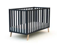 Łóżeczka i kojce - AT4 - Rozkładane łóżeczko drewniane COMFORT Grafit Szary 60 x 120 cm - miniaturka - grafika 1