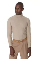 Bluzy męskie - Trendyol Męska bluza z golfem, gładka, wąska bluza, beżowa, XL, BEŻOWY, XL (Duże Rozmiary) - miniaturka - grafika 1